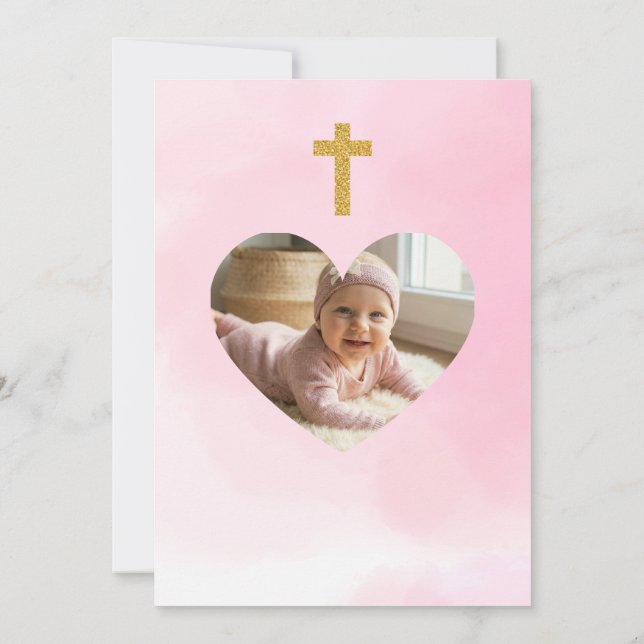 Convites Editable Baby Girl Baptism Invitation  (Verso)