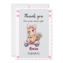 Editable Baby Shower Thank You Card Cute capybara