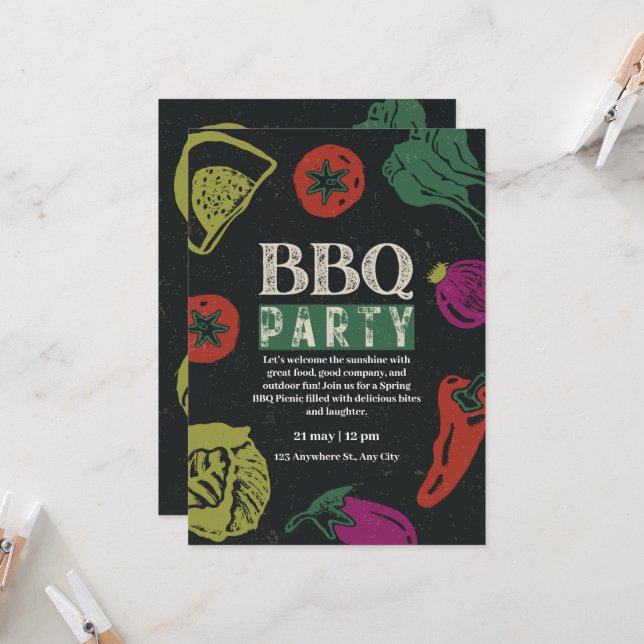 Convites Editable Backyard BBQ Game Night Invitation  (Frente/Verso In Situ)