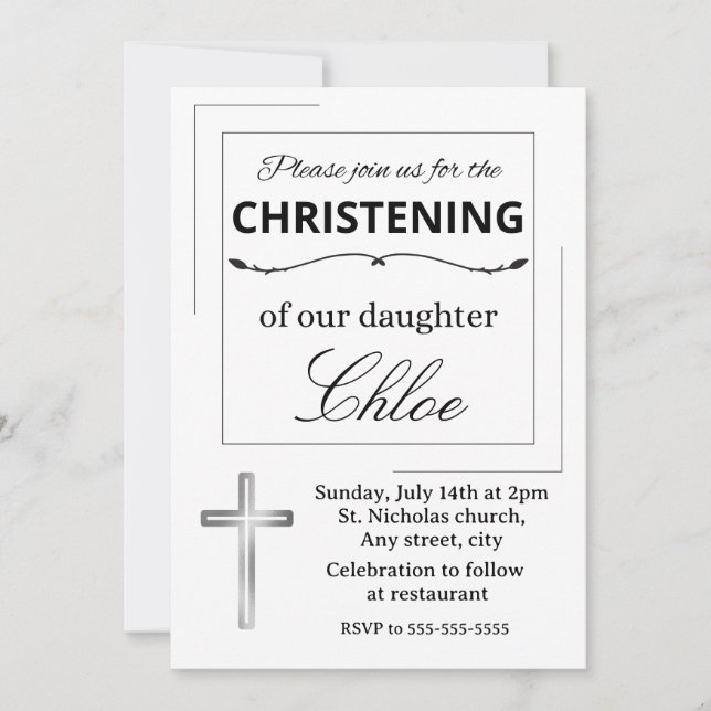 Convites Editable baptism invitation (Frente)