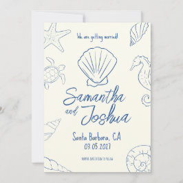 Convites Editable Beach Wedding Save the Date Card
