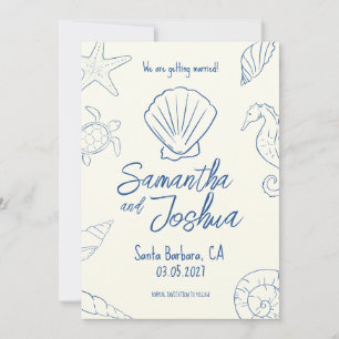 Convites Editable Beach Wedding Save the Date Card