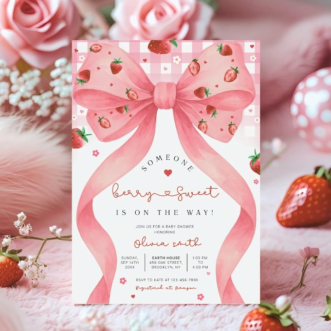 Convites Editable Berry Sweet Baby Shower Invitation, Blush (Criador carregado)