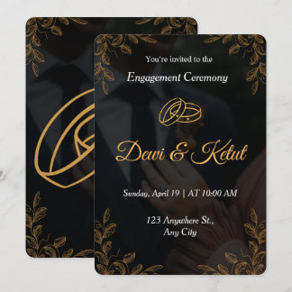 Convites Editable Black Gold Engagement Invitation Template