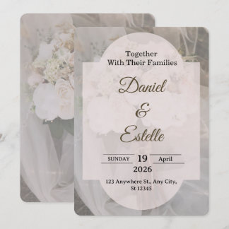 Convites Editable Boho Neutral Wedding Invitation Template
