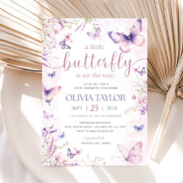 Convites Editable Butterfly Baby Shower Invitation, Pink
