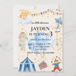 Convites Editable Circus Birthday Invitation for Boys&Girls