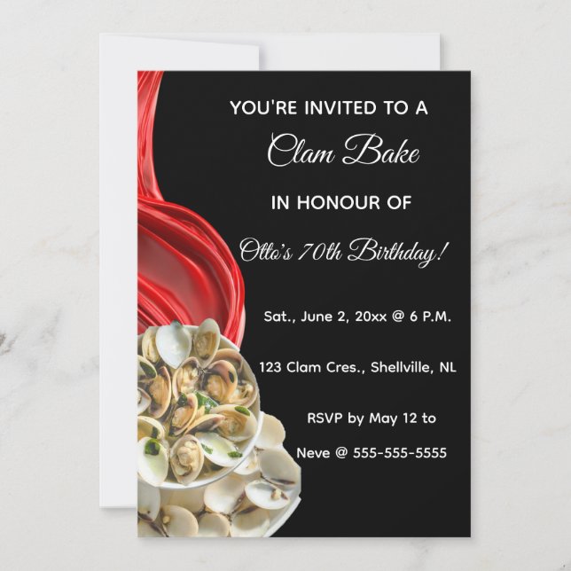 Convites Editable Clam Bake Invitations (Frente)