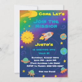 Convites Editable Crayon Style – Solar System Birthday