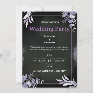 Convites Editable Dark Botanical Wedding Invitation