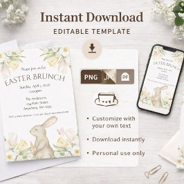 Convites Editable Easter Brunch Invitation Instant Download