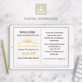Convites Editable Easter Church Service Invitation Card