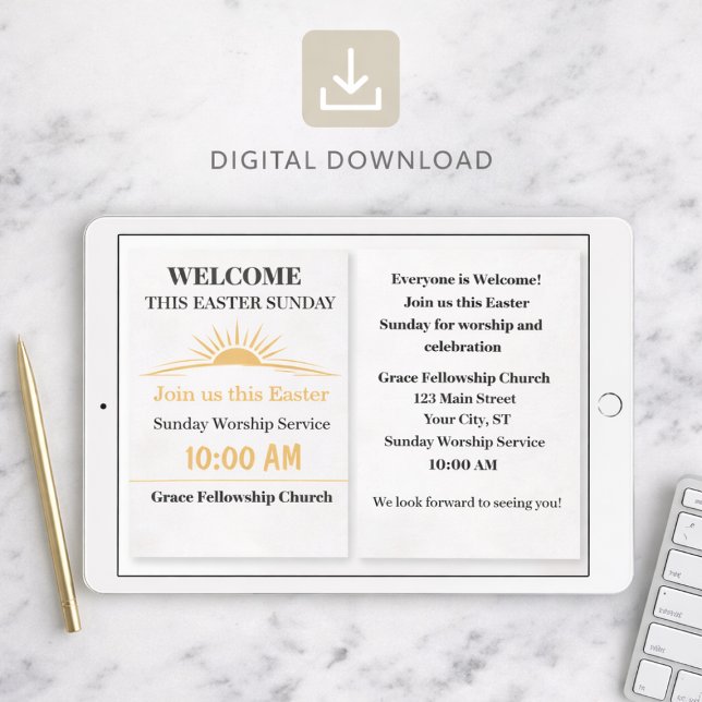 Convites Editable Easter Church Service Invitation Card (Criador carregado)