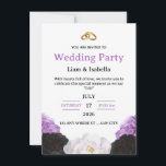 Convites Editable Elegant Purple Floral Wedding Invitation<br><div class="desc">A sophisticated wedding invitation featuring elegant purple typography, delicate floral accents, and a symbolic pair of wedding rings at the top. The clean layout and romantic color palette create a timeless design perfect for modern wedding celebrations. This invitation is fully customizable, allowing you to easily edit the names, date, time,...</div>