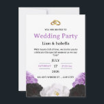 Convites Editable Elegant Purple Floral Wedding Invitation<br><div class="desc">A sophisticated wedding invitation featuring elegant purple typography, delicate floral accents, and a symbolic pair of wedding rings at the top. The clean layout and romantic color palette create a timeless design perfect for modern wedding celebrations. This invitation is fully customizable, allowing you to easily edit the names, date, time,...</div>