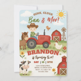 Convites Editable Farm Animals Birthday 
