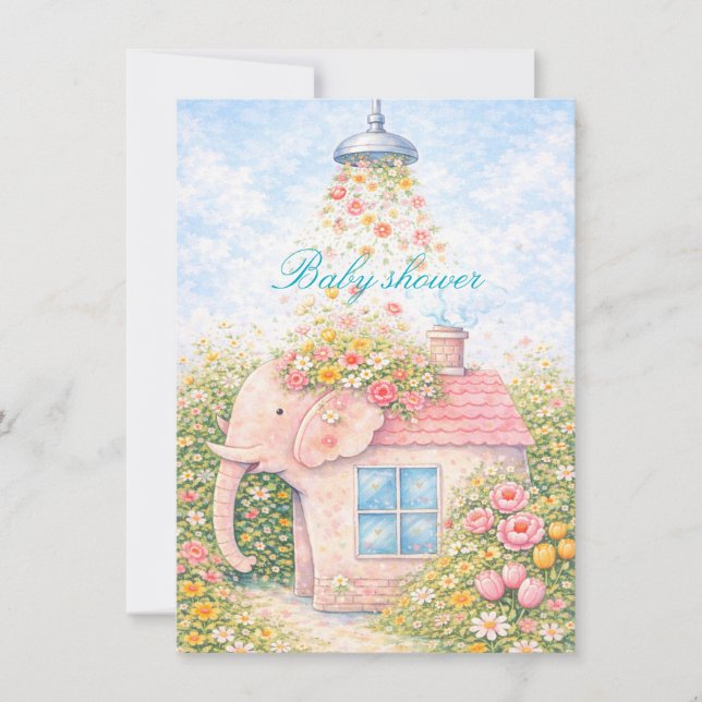 Convites Editable Floral Baby Shower Invitation  (Frente)