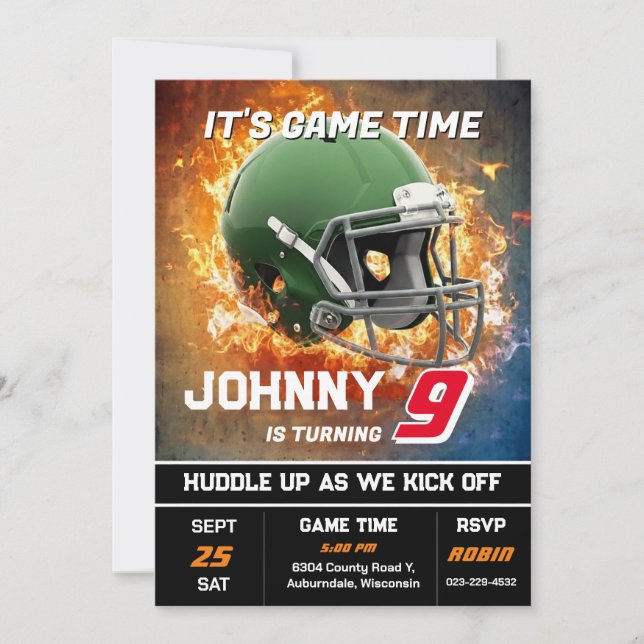 Convites Editable Football Birthday Invitation (Frente)