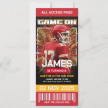 Editable Football Ticket Birthday Invitation 