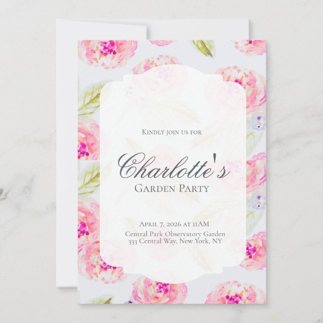Convites Editable French Garden Bridal Shower Invitation  (Frente)