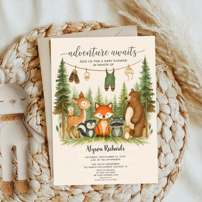 Convites Editable Gender Neutral Fall Woodland Baby Shower (Criador carregado)