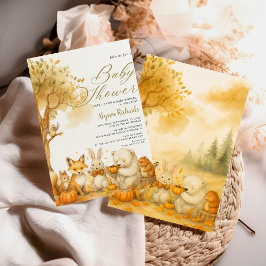 Convites Editable Gender Neutral Fall Woodland Baby Shower