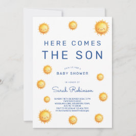 Convites Editable Here Comes The Son Baby Shower