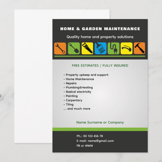 Convites Editable Home Services Flyer Template (Frente/Verso)