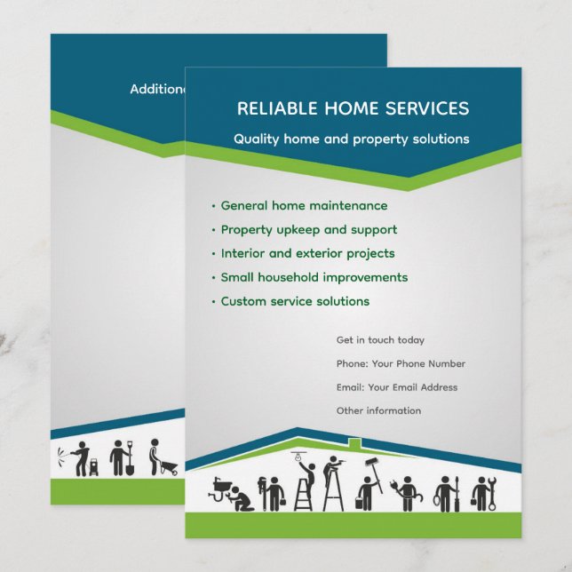 Convites Editable Home Services Flyer Template (Frente/Verso)