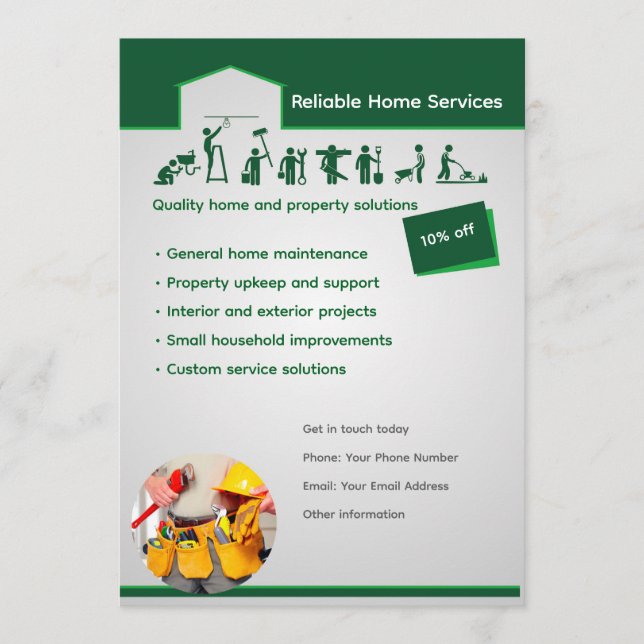 Convites Editable Home Services Flyer Template (Frente)