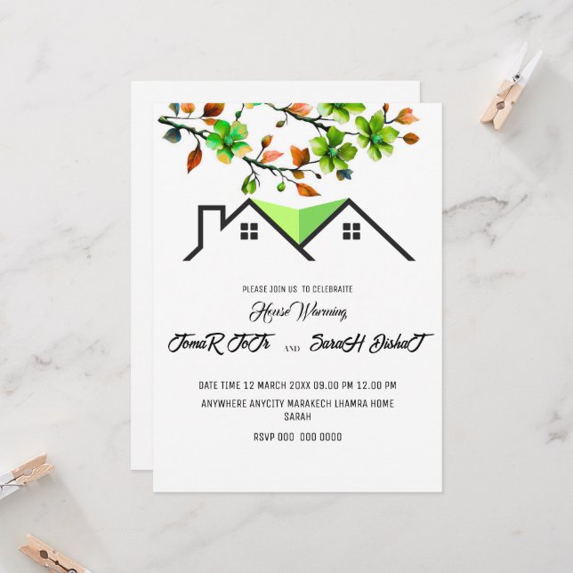 Convites Editable House Warming Invitation, House Warming P (Frente/Verso In Situ)