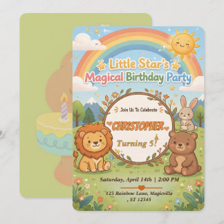 Convites Editable Magical Forest Animals Birthday Invite
