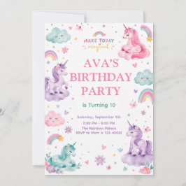 Convites Editable Magical Unicorn Birthday Card