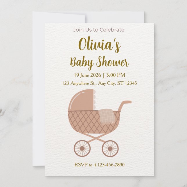 Convites Editable Minimalist Baby Shower  (Frente)
