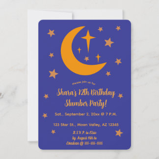 Convites Editable Moon and Stars Slumber Party