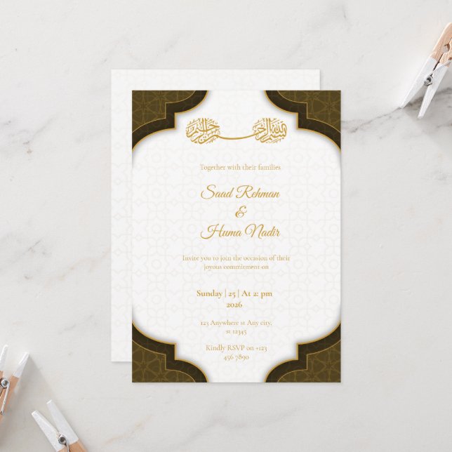 Convites Editable Muslim wedding invitation Nikkah invite (Frente/Verso In Situ)