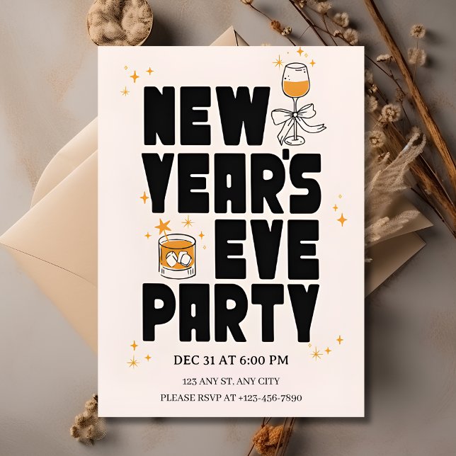 Convites Editable New Year Party Invitation 2026 (Editable New Year Party Invitation 2026
)