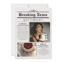 Editable Newspaper Birthday Invitation Template 