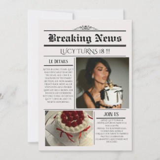 Convites Editable Newspaper Birthday Invitation Template 