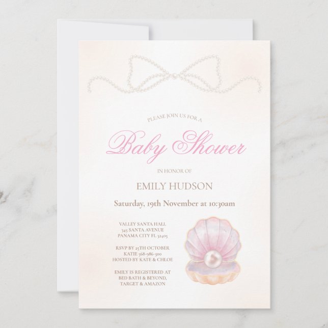 Convites Editable Pearl Invitation (Frente)