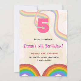 Convites Editable Rainbow Sequin 5th Birthday invitation