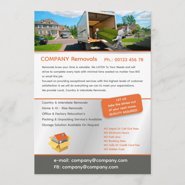 Convites Editable Removal Services Flyer Template (Frente)