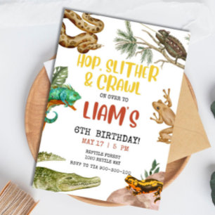 Convites EDITABLE Réptil Birthday Invitation Boy, Lizard