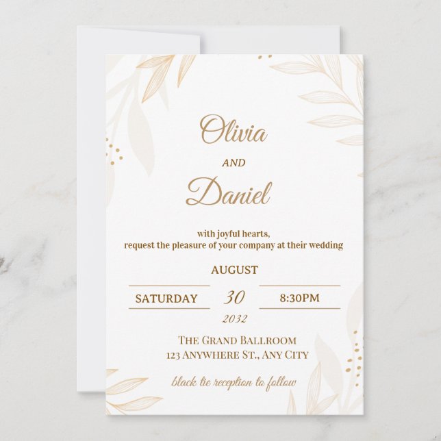 Convites Editable Romantic Wedding Invitation  (Frente)