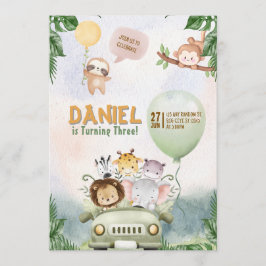 Convites Editable Safari Birthday Invitation