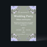 Convites Editable Sage Green Floral Wedding Invitation<br><div class="desc">A graceful wedding invitation featuring a soft sage green background with delicate lavender and white floral accents in the corners. The elegant typography and botanical style create a romantic and timeless design perfect for modern weddings. This invitation is fully customizable, allowing you to easily edit the names, date, time, and...</div>
