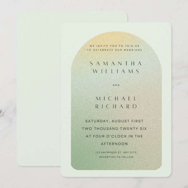 Convites Editable Sage Green Modern Wedding Invite | Elegan (Frente/Verso)