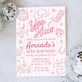 Convites Editable Space Cowgirl Birthday Invitation, Disco