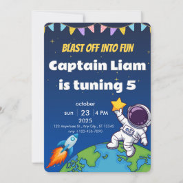 Convites Editable Space Explorer Birthday Invite