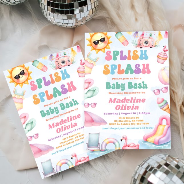 Convites Editable Summer Splish Splash Baby Shower Party  (Criador carregado)